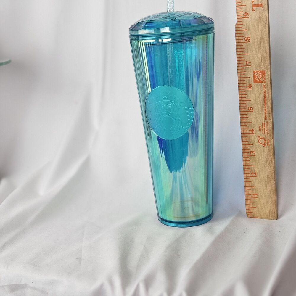 Starbucks Tumbler Dome Iridescent Kaleidoscope Teal Venti 24 oz Cold Cup 2021